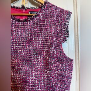 J. Crew Collection Vibrant Pink and Multicolor Tweed Resume Dress